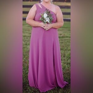 David's Bridal One-Shoulder Chianti